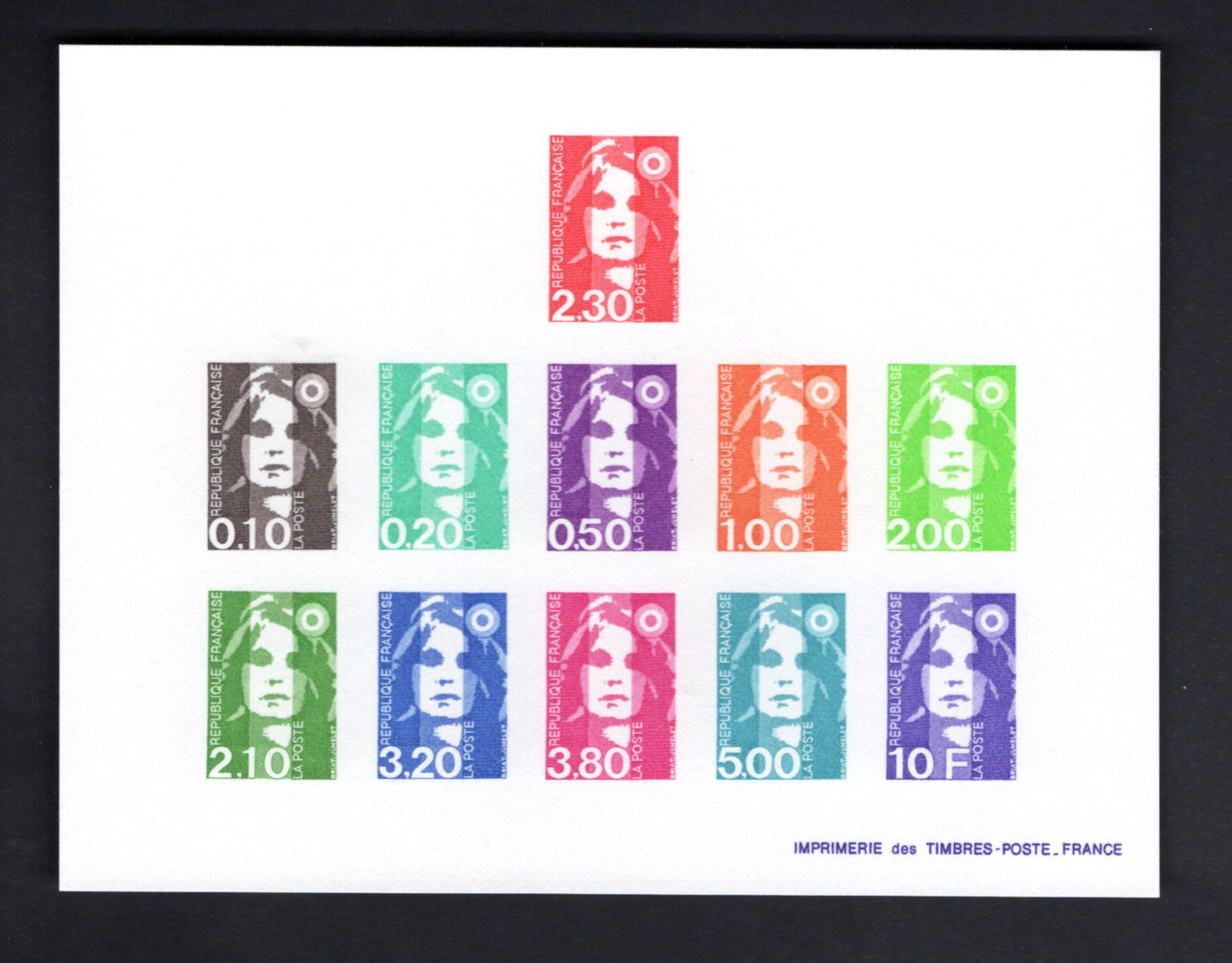 France (1990) Yvert 2617-2626 Marianne de Briat. Epreuve Collective