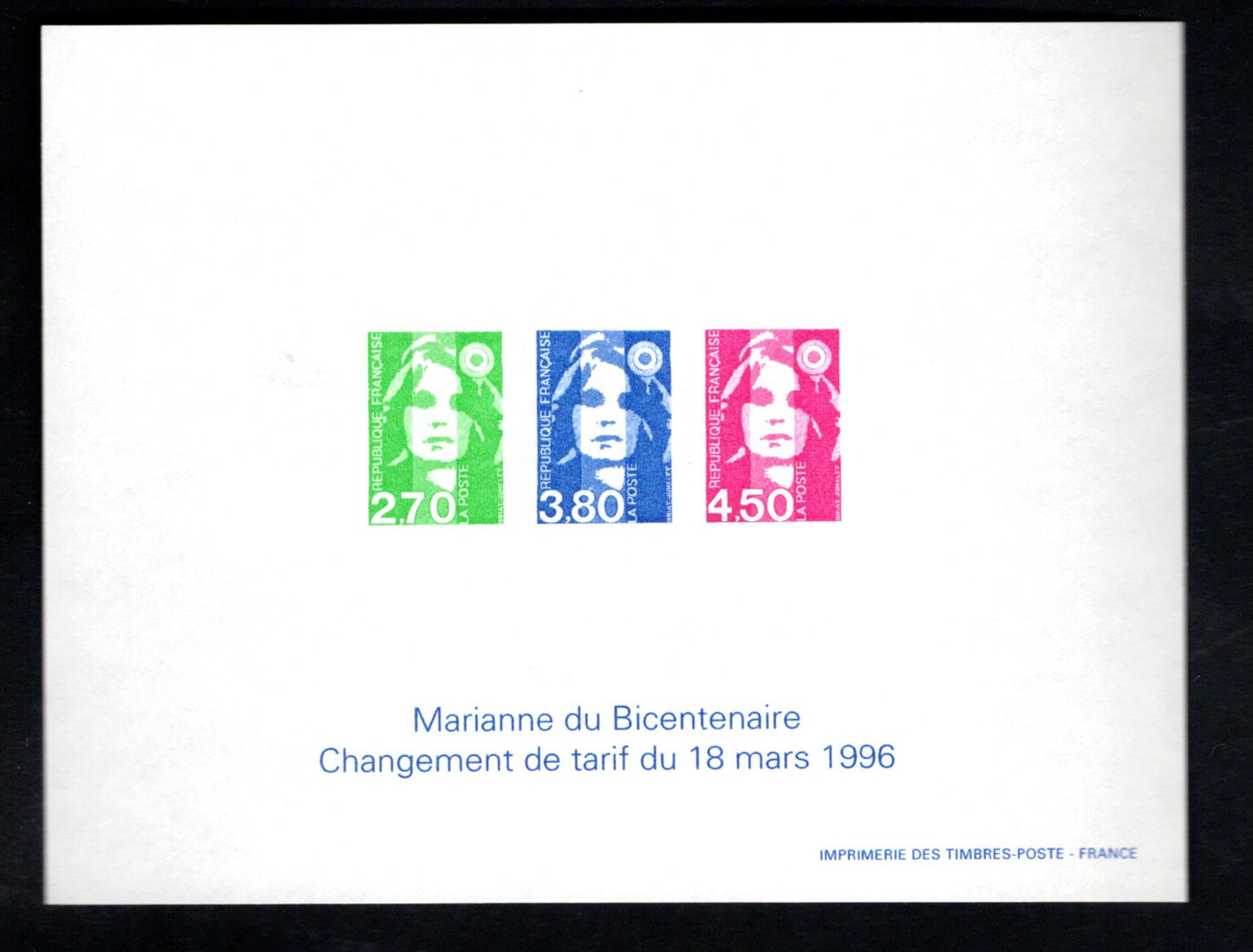 France (1996) Yvert 3005-7 Marianne de Briat. Bloc Gommé Collectif