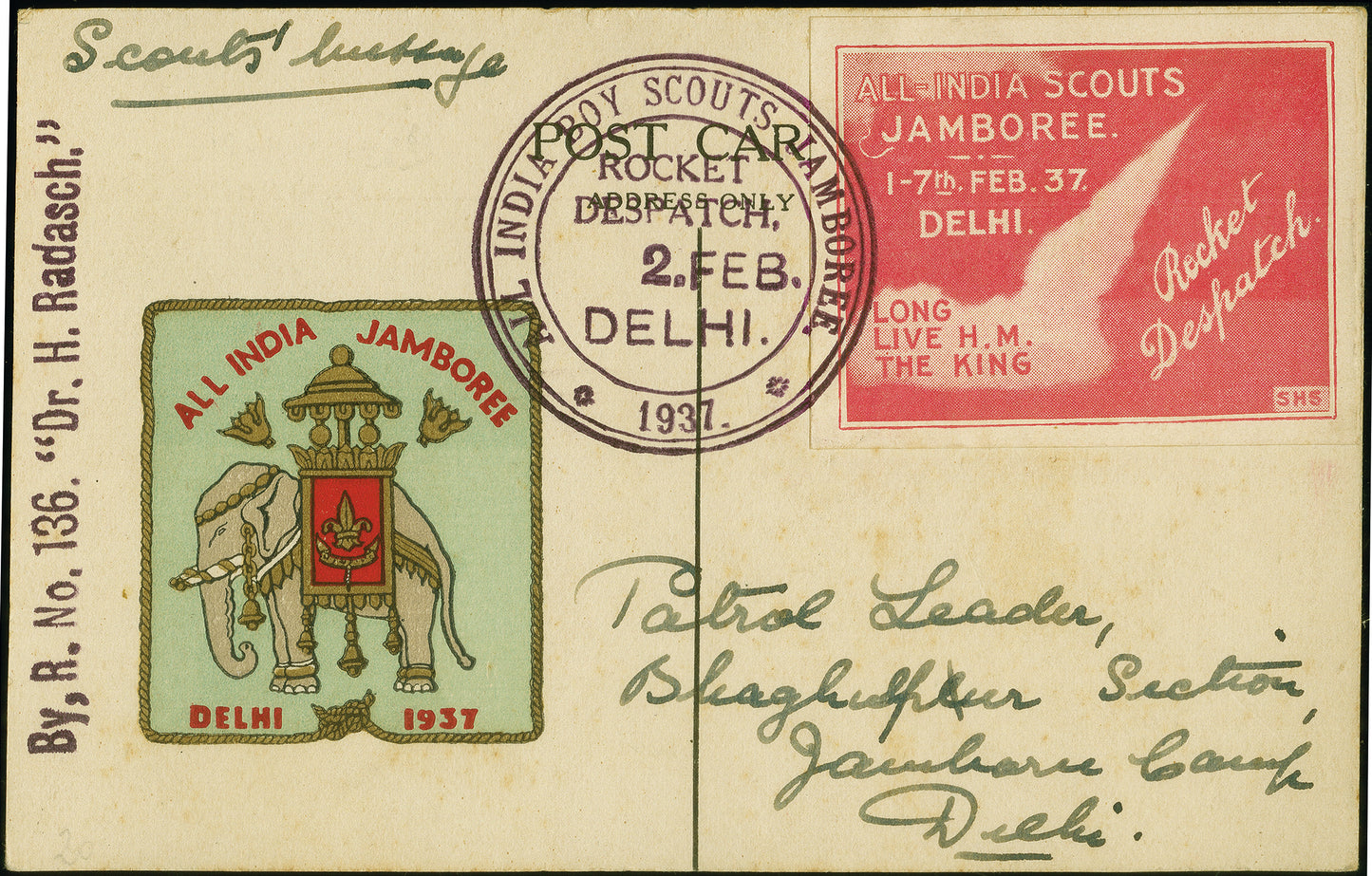 INDIA, 1937 Smith Rocket No 137 (Hopferwieser SS38)- Dr. M. Kronstein