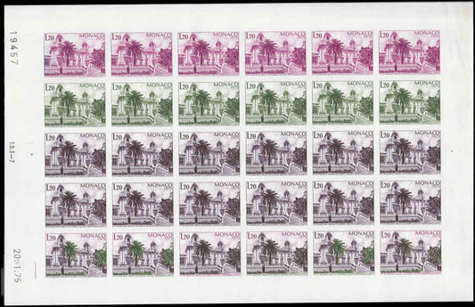 MONACO (1975) Slania.  Villa Sauber by Charles Garnier  Yvert 1016 Scott 974 Trial Color Proofs in full sheet of 30 Proofs.