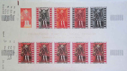 MONACO (1968) Princes.  Yvert 770-1.  Scott 710-1.  Trial Color Proofs in full sheets of 10.