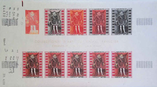 MONACO (1968) Princes.  Yvert 770-1.  Scott 710-1.  Trial Color Proofs in full sheets of 10.