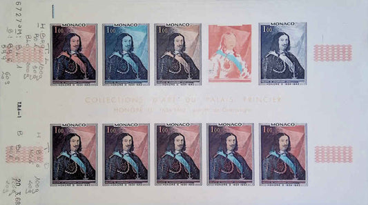 MONACO (1969) Princes.  Yvert 797-8  Scott 735-6  Trial Color Proofs in full sheets of 10.