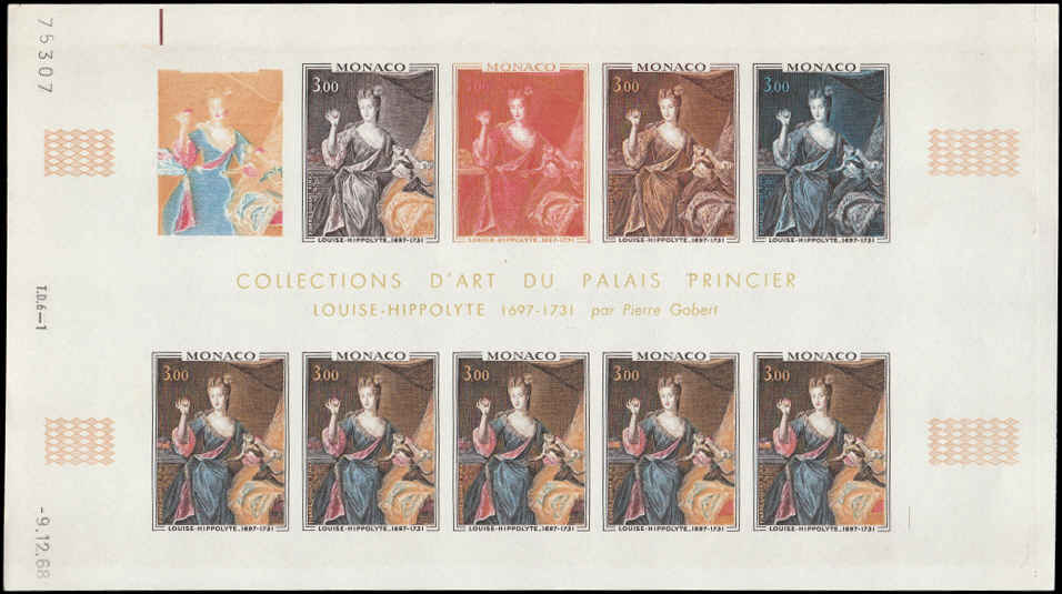 MONACO (1969) Princes.  Yvert 797-8  Scott 735-6  Trial Color Proofs in full sheets of 10.