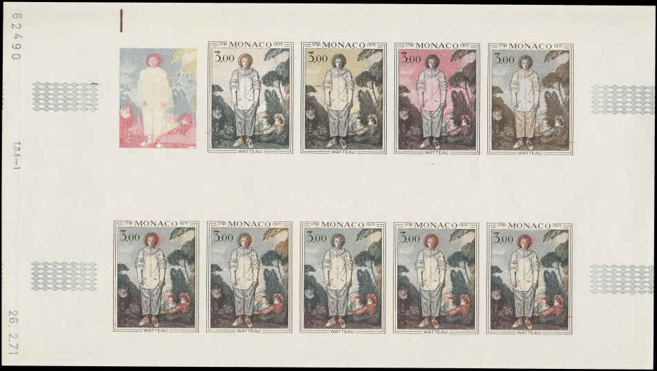 MONACO (1972) Famous Paintings  Yvert 877-8  Scott 815-6  Trial Color Proofs in full sheets of 10.