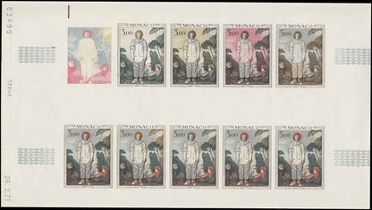 MONACO (1972) Famous Paintings  Yvert 877-8  Scott 815-6  Trial Color Proofs in full sheets of 10.